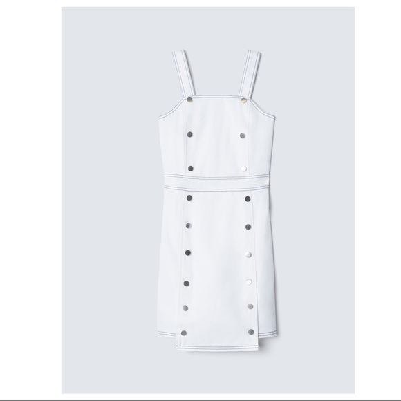 BLDWN WHITE BUTTON FRONT DENIM MINI DRESS - Picture 12 of 13